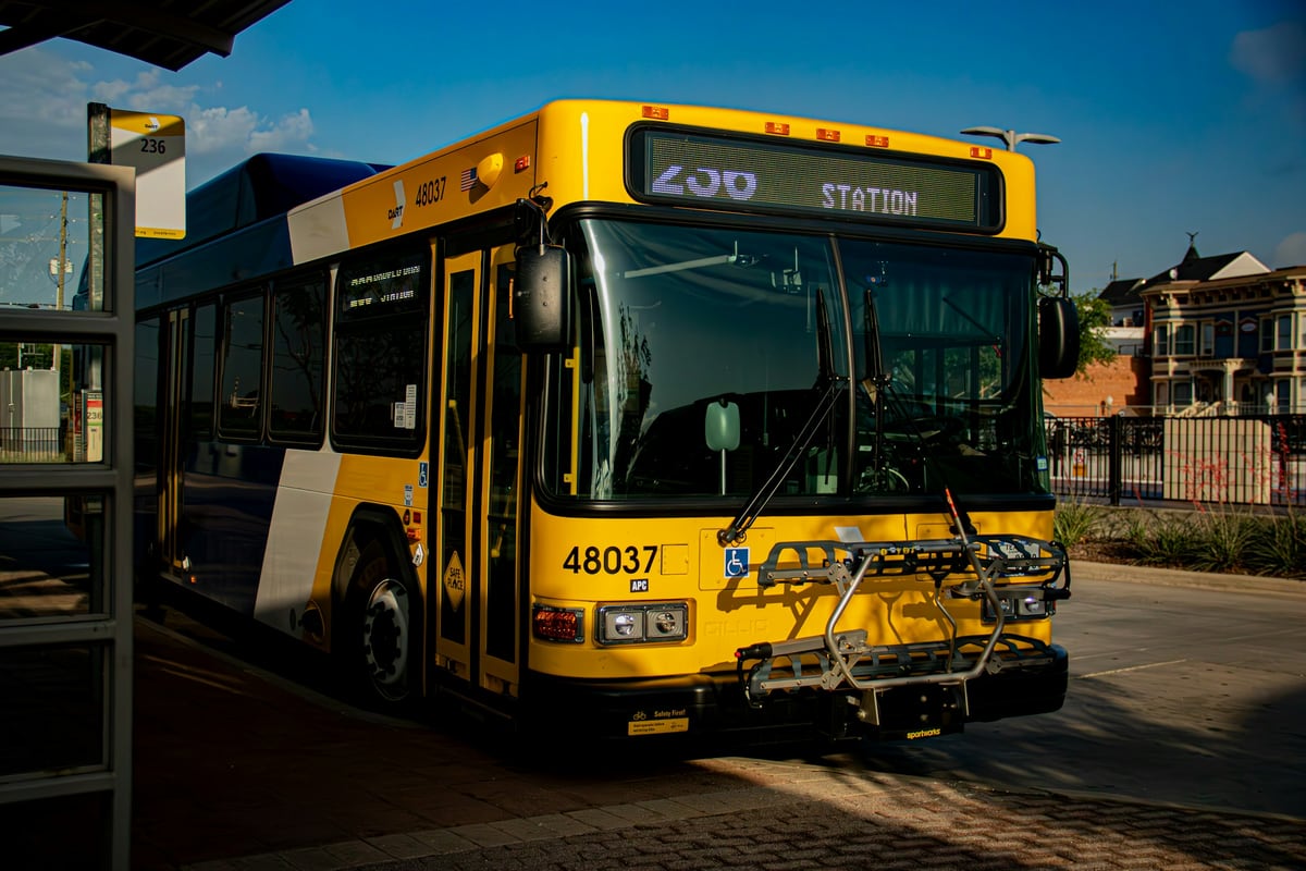 Public transport bus at a passenger station