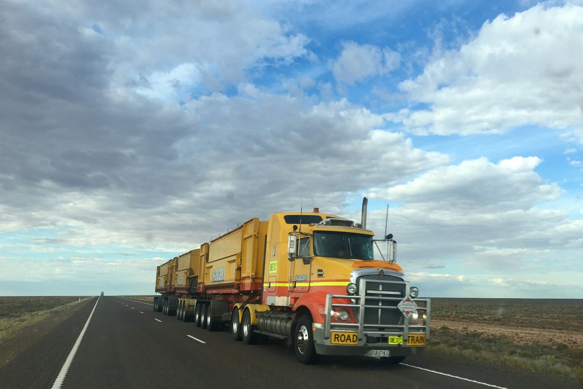 Heavy articulated truck on a highway
