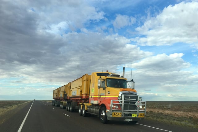 Heavy articulated truck on a highway