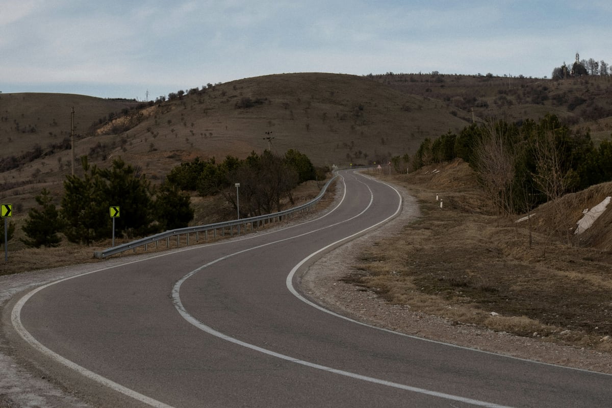Regional road through open countryside